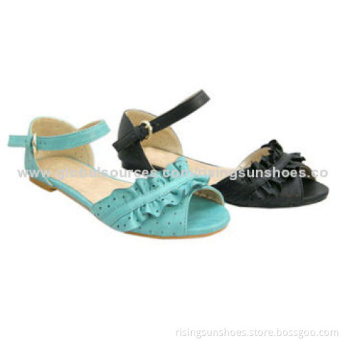 Women's sandals with crossing tapes as upper, thong sandal style with low wedge heel/various colors